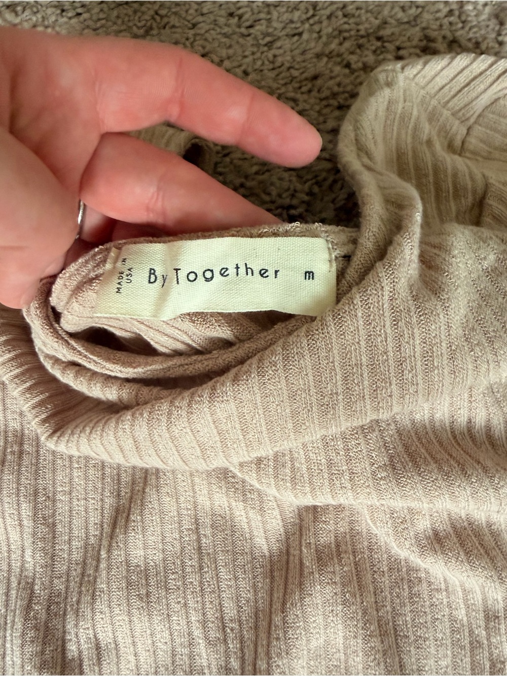 NWOT Beige Ribbed Two-Piece Set - Picture 3 of 4
